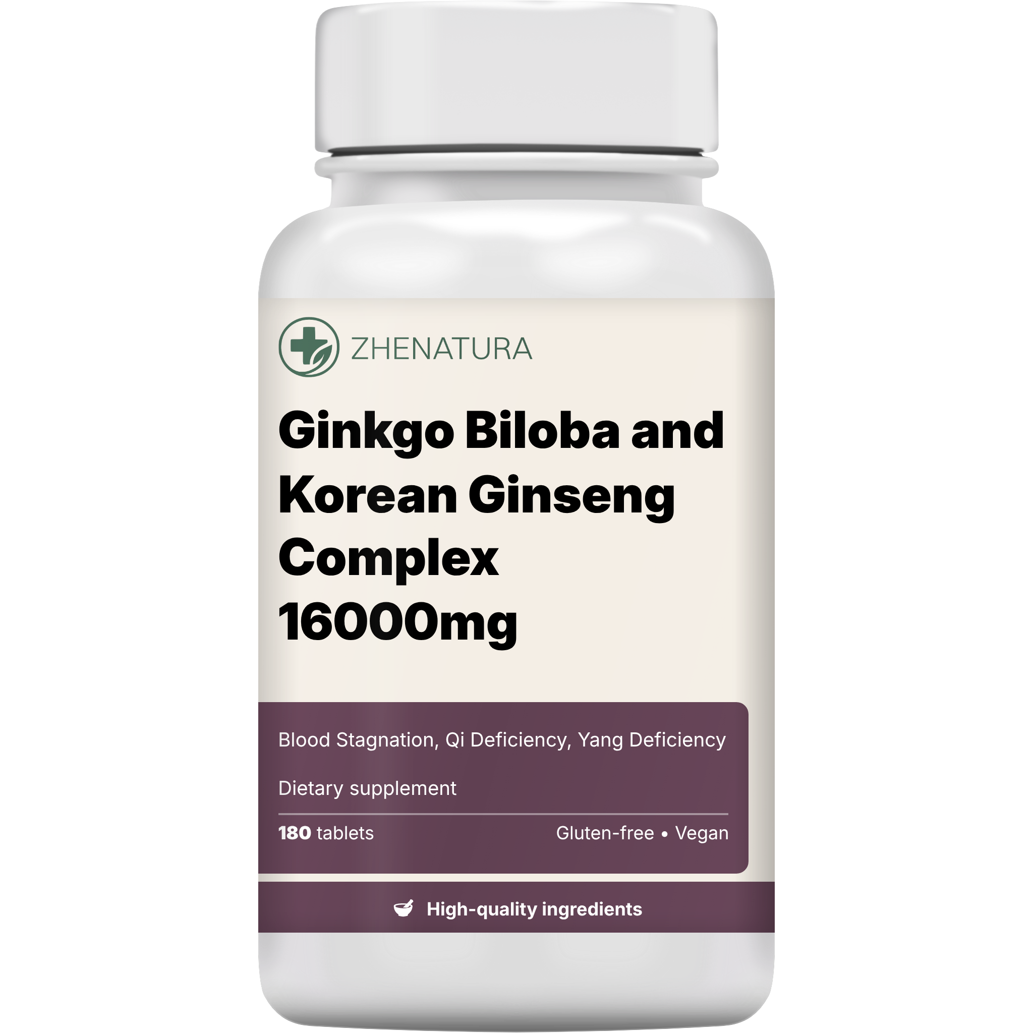 Ginkgo biloba and korean ginseng complex 16000mg packaging bottle zhen 1.png