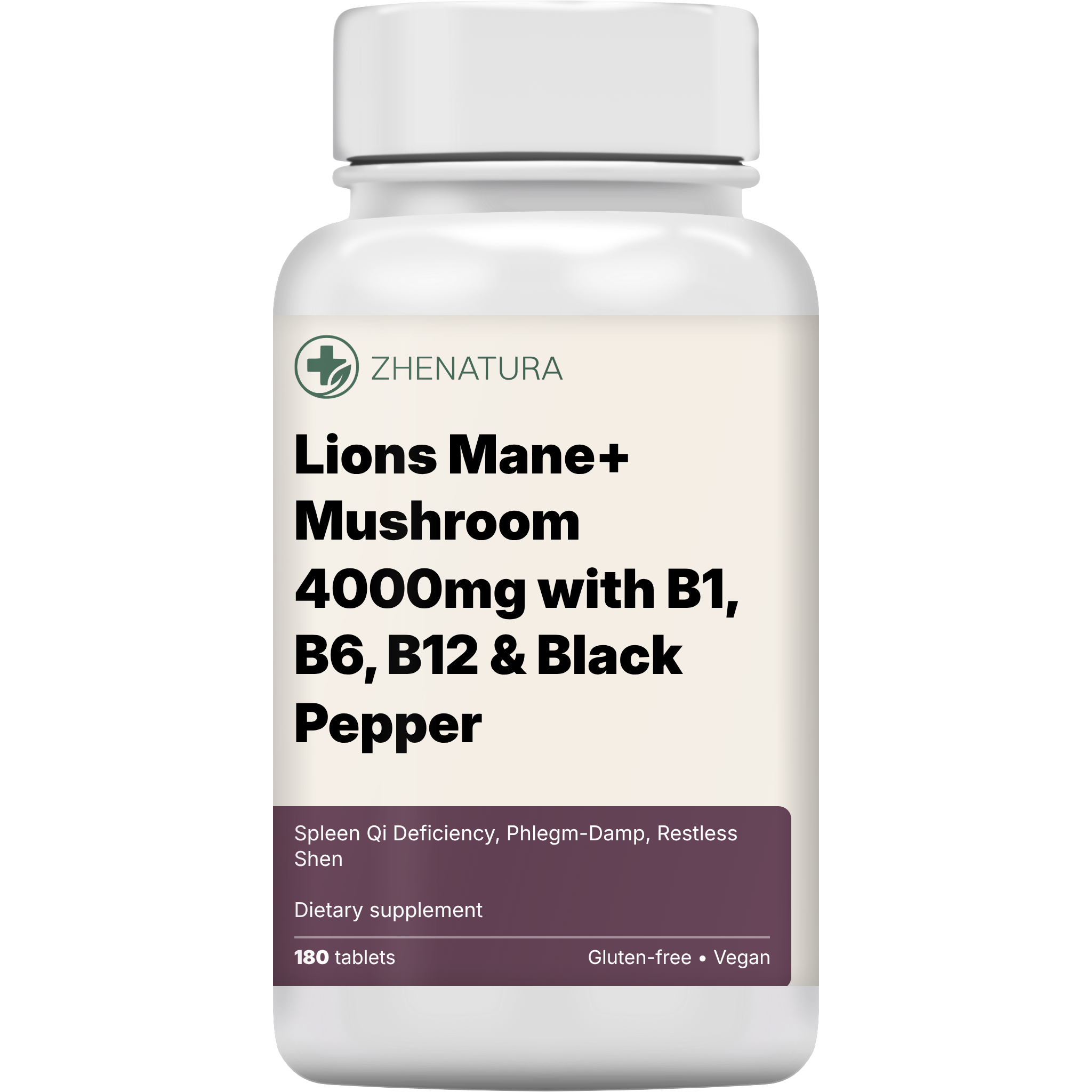 Lions mane mushroom 4000mg with b1 b6 b12 black pepper packaging bottle zhen.png