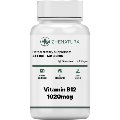 Vitamin b12 1020mcg packaging bottle ZHEN.png