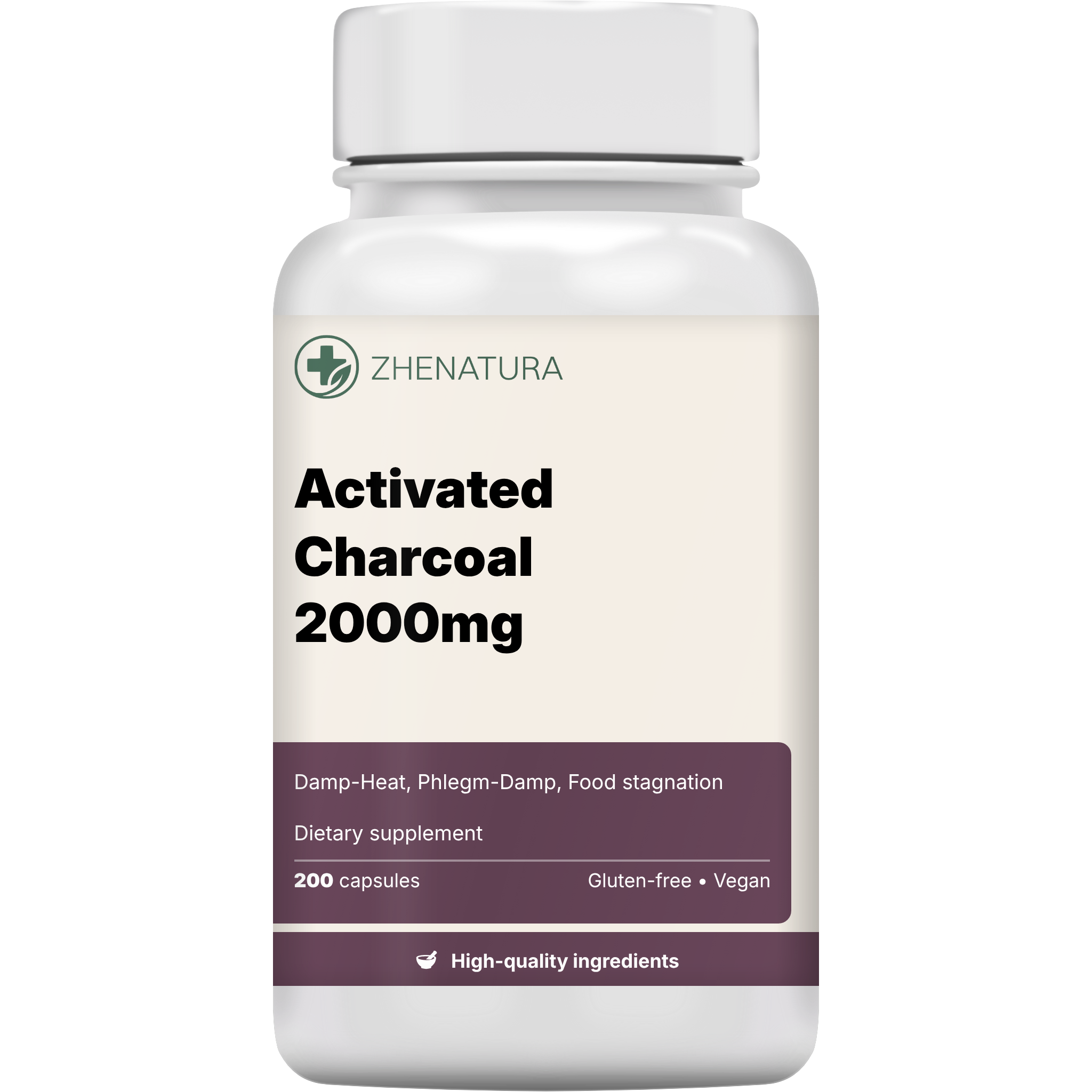 Activated charcoal 2000mg packaging bottle.png
